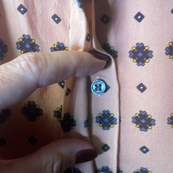 Club Monaco 100% silk colour blocked short sleeve blouse - Picture 6 of 12